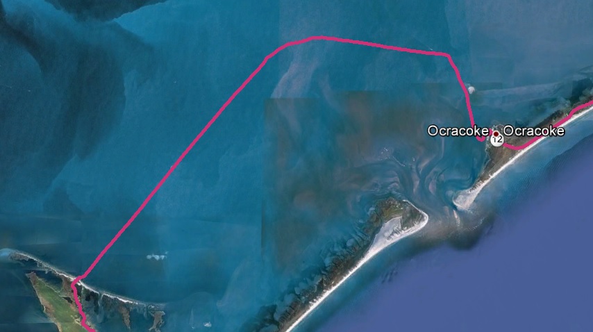 GPS-Logger Ocracoke => Cedar Island