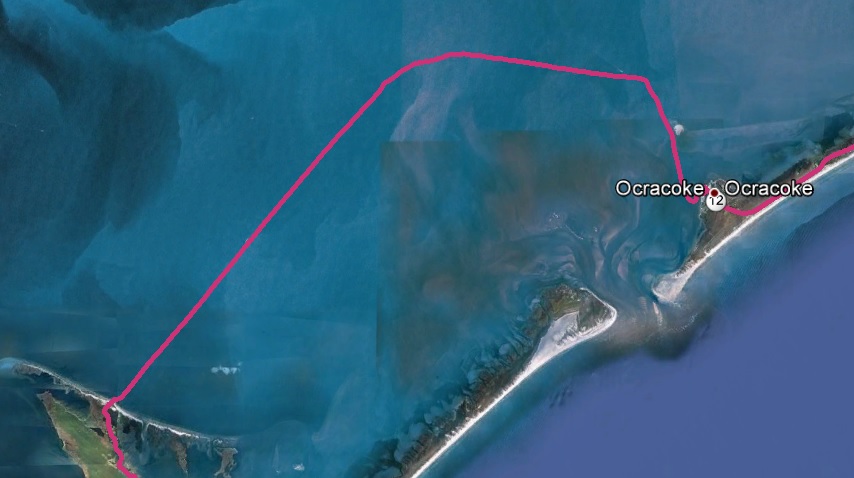 GPS-Logger Ocracoke => Cedar Island GPS-Logger Ocracoke => Cedar Island
